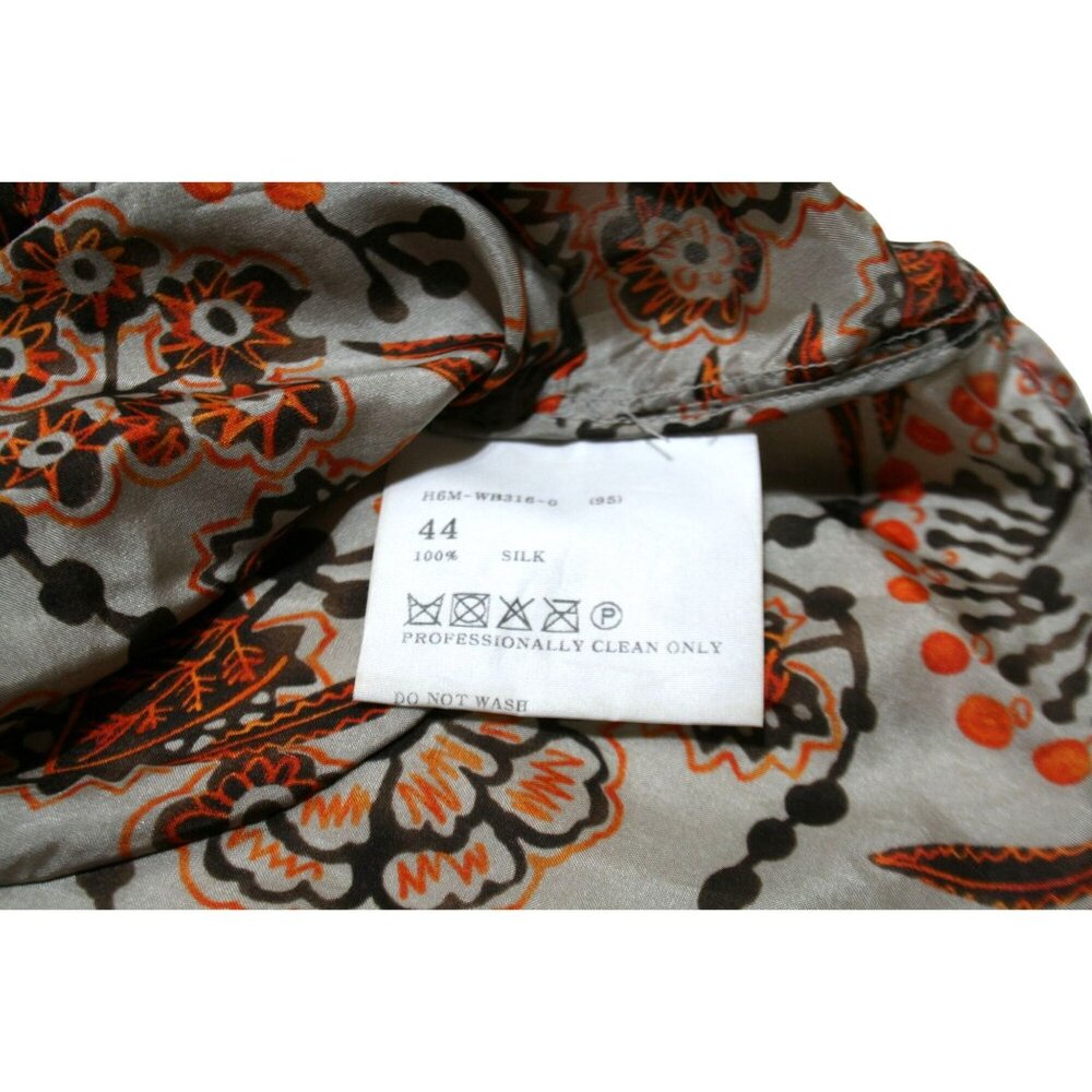 Hanii Y 100% Silk Boho Peasant Top Womens Small Brown Floral Vintage Designer - Picture 7 of 10
